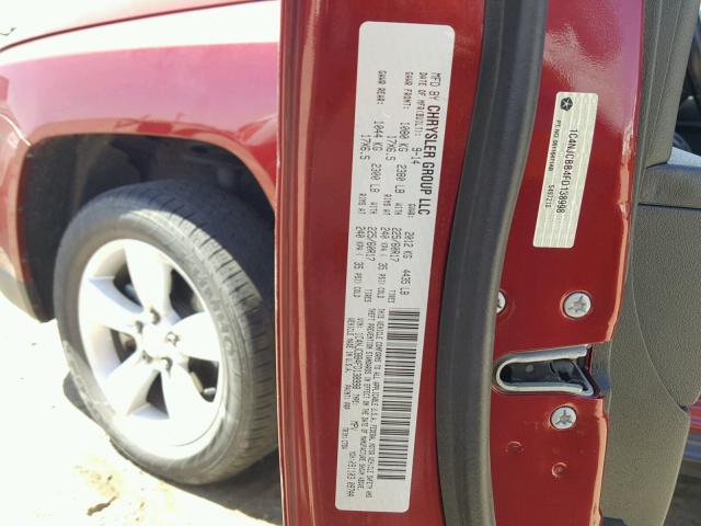 1C4NJCBB4FD138998 - 2015 JEEP COMPASS SP MAROON photo 10