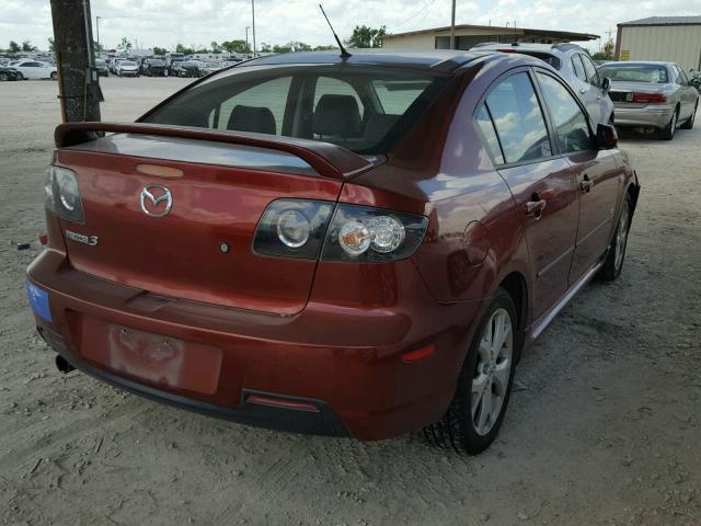 JM1BK323081153673 - 2008 MAZDA 3 S MAROON photo 4