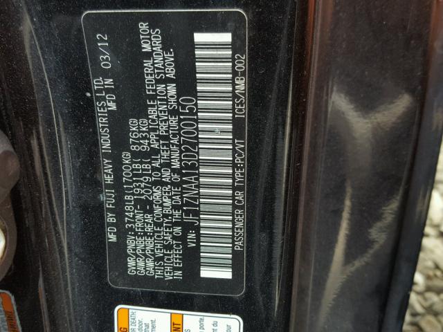 JF1ZNAA13D2700150 - 2013 TOYOTA SCION FR-S BLACK photo 10