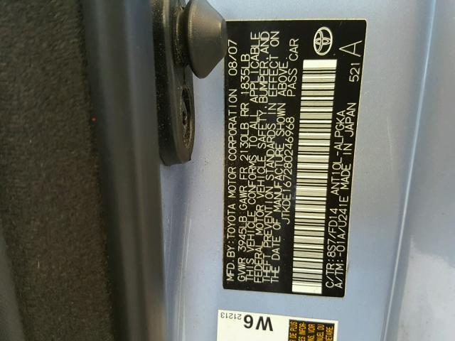 JTKDE167280246968 - 2008 TOYOTA SCION TC 蓝色 照片 10