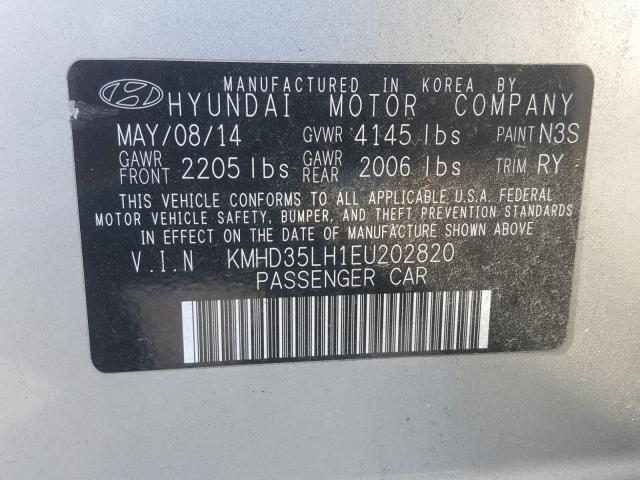 KMHD35LH1EU202820 - 2014 HYUNDAI ELANTRA GT SILVER photo 10