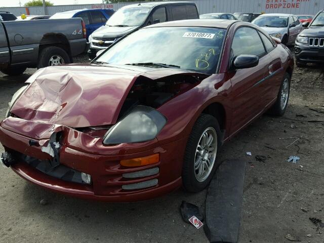 4A3AC44G2YE057595 - 2000 MITSUBISHI ECLIPSE GS RED photo 2