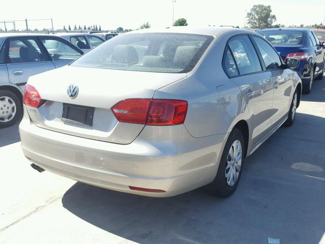 3VW2K7AJ9DM206405 - 2013 VOLKSWAGEN JETTA BASE 金色 照片 4