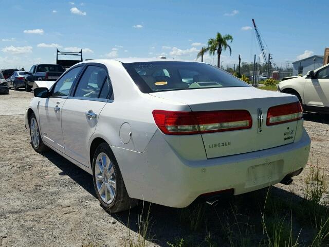 3LNDL2L36CR824918 - 2012 LINCOLN MKZ HYBRID WHITE photo 3