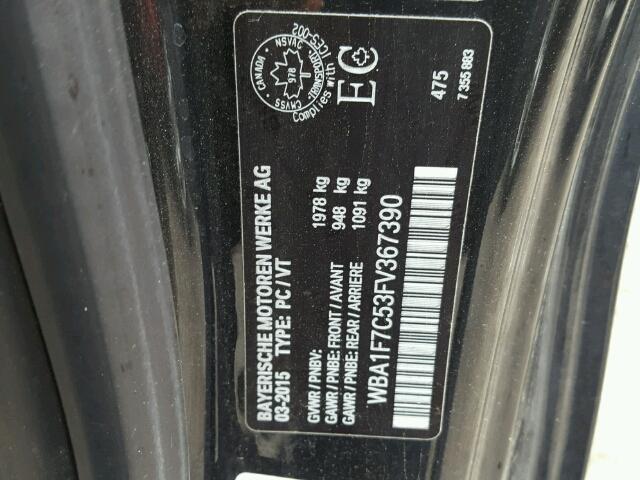 WBA1F7C53FV367390 - 2015 BMW 228 XI BLACK photo 10