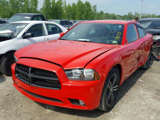 2C3CDXJG9EH125026 - 2014 DODGE CHARGER SX RED photo 2