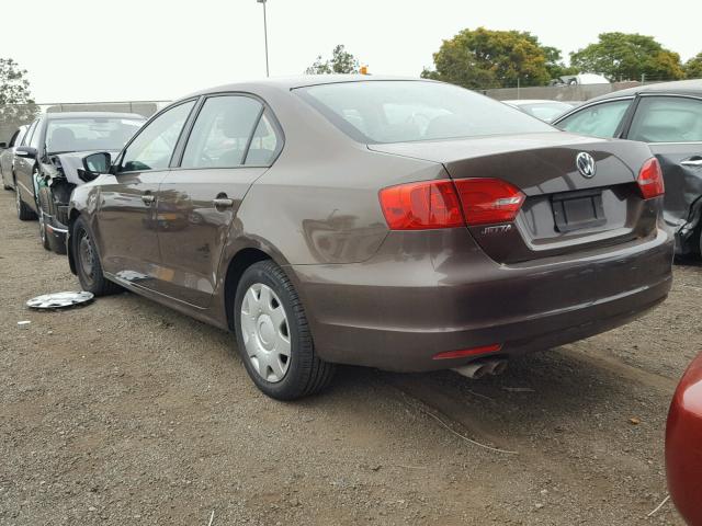 3VW2K7AJXCM397427 - 2012 VOLKSWAGEN JETTA BASE 棕色 照片 3