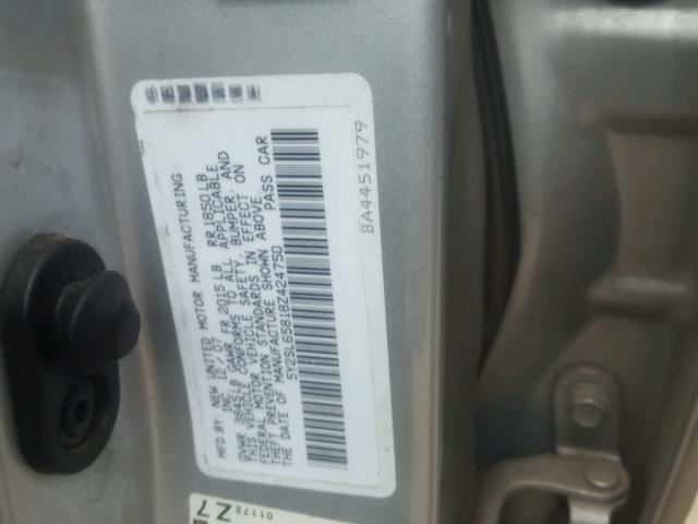 5Y2SL65818Z424750 - 2008 PONTIAC VIBE SILVER photo 10