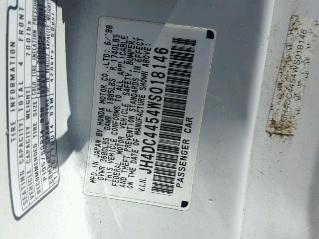 JH4DC4454WS018146 - 1998 ACURA INTEGRA LS WHITE photo 10