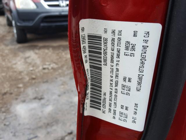 2B3KA73W96H338078 - 2006 DODGE CHARGER SR RED photo 10