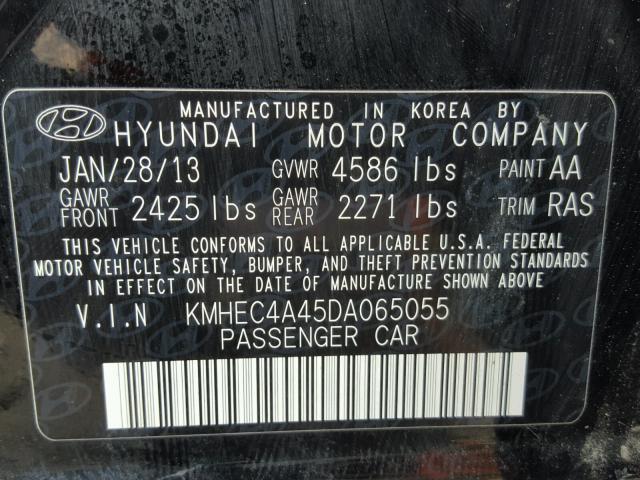 KMHEC4A45DA065055 - 2013 HYUNDAI SONATA HYB BLACK photo 10