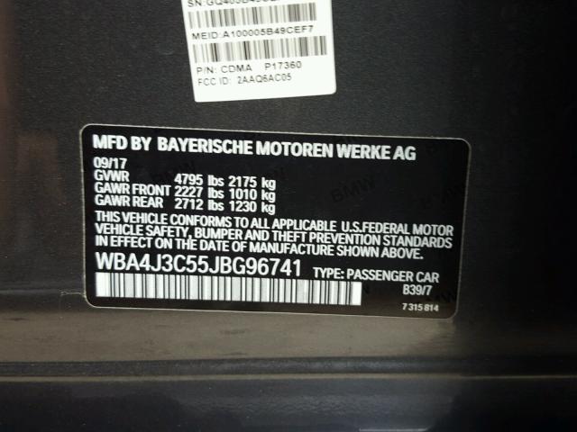 WBA4J3C55JBG96741 - 2018 BMW 430XI GRAN GRAY photo 10