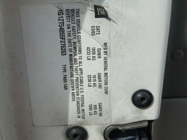 1G1ZT54855F276263 - 2005 CHEVROLET MALIBU LS Ağ foto 10