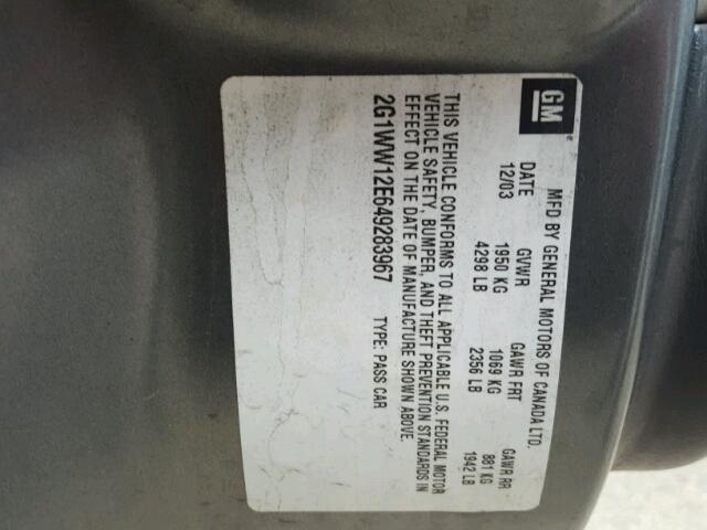 2G1WW12E649283967 - 2004 CHEVROLET MONTE CARL 蓝色 照片 10