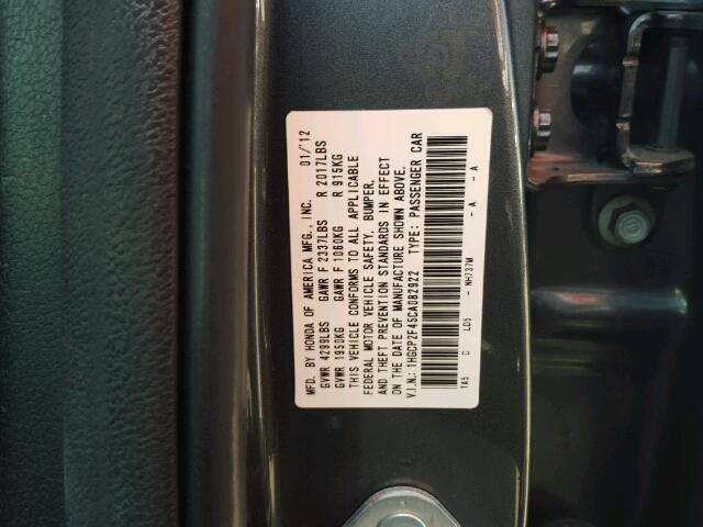 1HGCP2F45CA082922 - 2012 HONDA ACCORD LXP GRAY photo 10