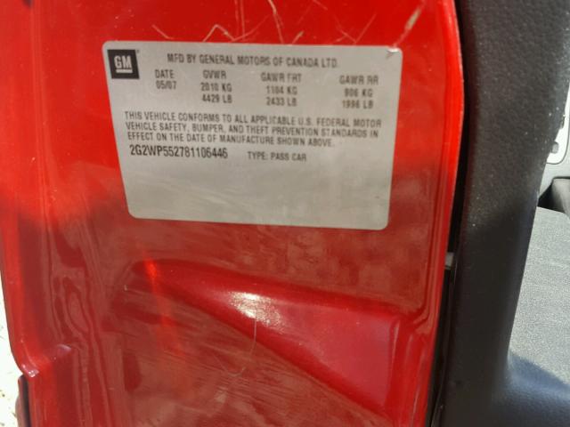 2G2WP552781106446 - 2008 PONTIAC GRAND PRIX Qırmızı foto 10