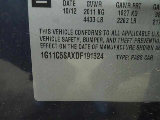 1G11C5SAXDF191324 - 2013 CHEVROLET MALIBU 1LT 蓝色 照片 10