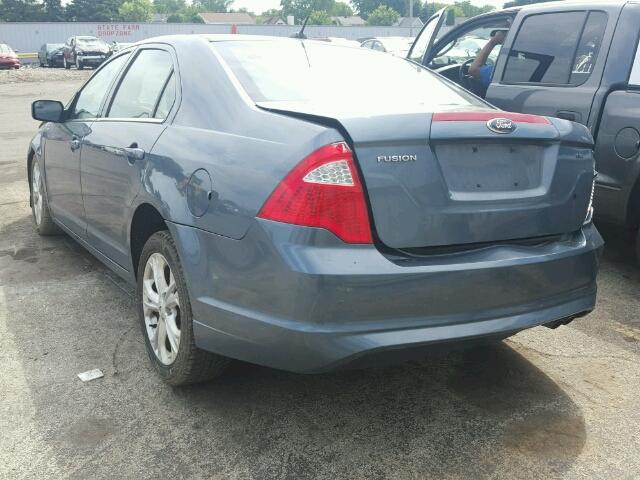 3FAHP0HA2CR281546 - 2012 FORD FUSION SE BLUE photo 3