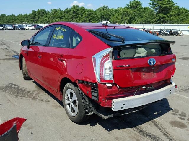 JTDKN3DU8D1714466 - 2013 TOYOTA PRIUS RED photo 3