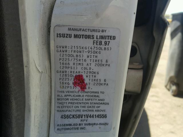 4S6CK58V1V4414556 - 1997 HONDA PASSPORT E WHITE photo 10