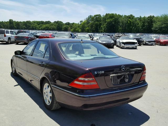 WDBNG75J11A215179 - 2001 MERCEDES-BENZ S 500 MAROON photo 3