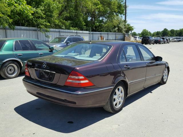 WDBNG75J11A215179 - 2001 MERCEDES-BENZ S 500 MAROON photo 4