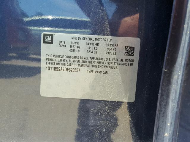 1G11B5SA7DF320557 - 2013 CHEVROLET MALIBU LS 灰色 照片 10