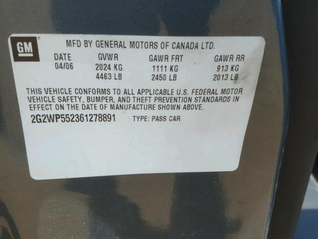 2G2WP552361278891 - 2006 PONTIAC GRAND PRIX BLUE photo 10