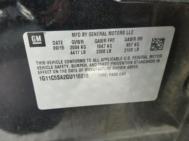 1G11C5SA2GU116018 - 2016 CHEVROLET MALIBU LIM 黑色 照片 10