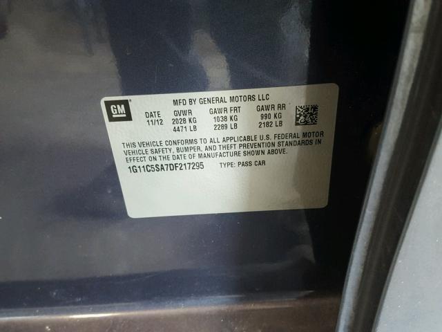 1G11C5SA7DF217295 - 2013 CHEVROLET MALIBU 1LT BLUE photo 10