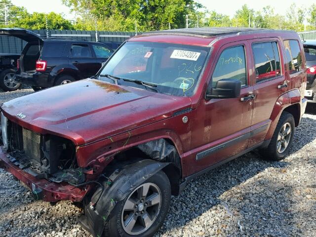 1J8GN28K78W172142 - 2008 JEEP LIBERTY RED photo 2