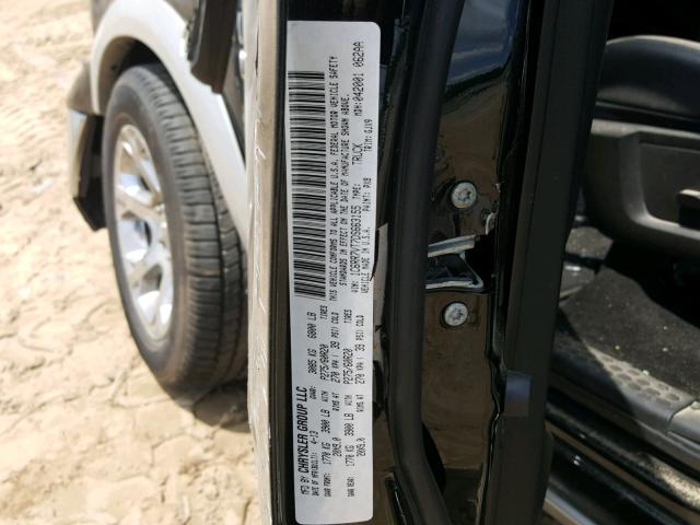 1C6RR7VT7DS663155 - 2013 RAM 1500 LARAM BLACK photo 10