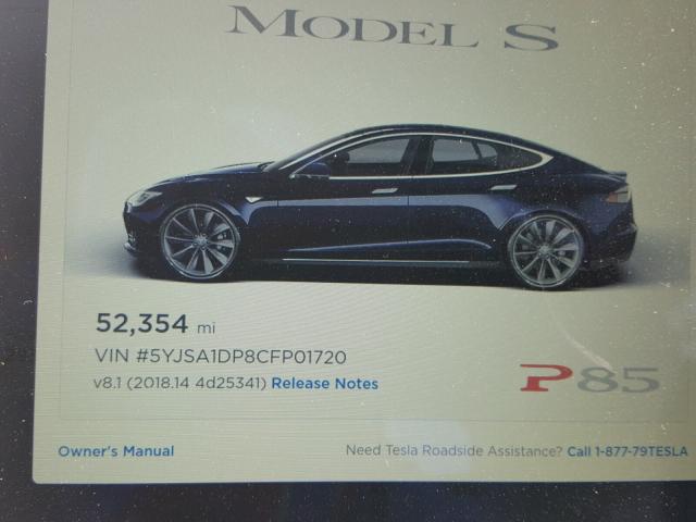 5YJSA1DP8CFP01720 - 2012 TESLA MODEL S BLUE photo 8