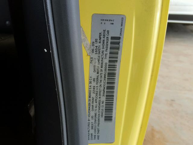 3VWRW31C39M518000 - 2009 VOLKSWAGEN NEW BEETLE ყვითელი ფოტო 10