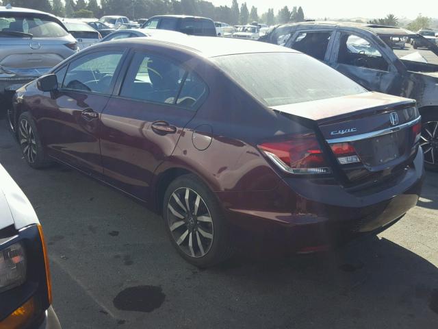 19XFB2F93EE236470 - 2014 HONDA CIVIC EXL BURGUNDY photo 3