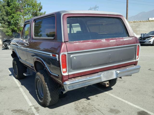 U15SLDG0746 - 1979 FORD BRONCO BURGUNDY photo 3