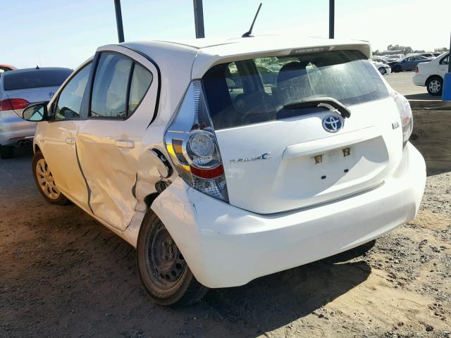 JTDKDTB38D1536295 - 2013 TOYOTA PRIUS C WHITE photo 3