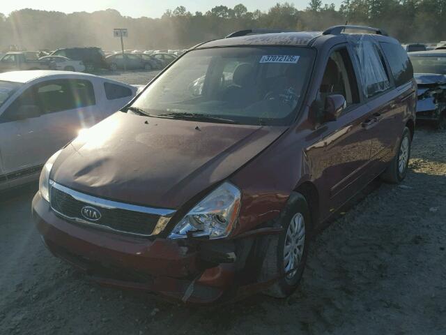 KNDMG4C74C6419287 - 2012 KIA SEDONA LX BURGUNDY photo 2