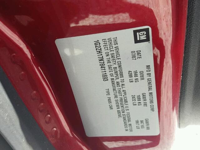 1G2ZH17N784111693 - 2008 PONTIAC G6 GT RED photo 10