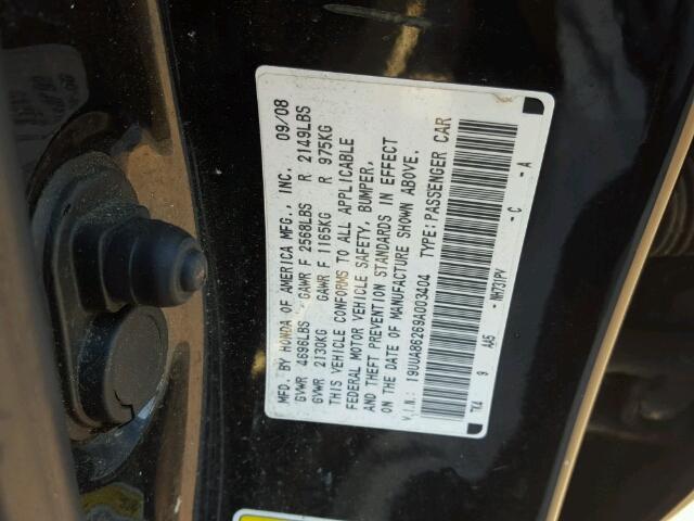 19UUA86269A003404 - 2009 ACURA TL BLACK photo 10