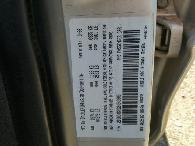 2B3HD46R62H243008 - 2002 DODGE INTREPID S Gümüş foto 10