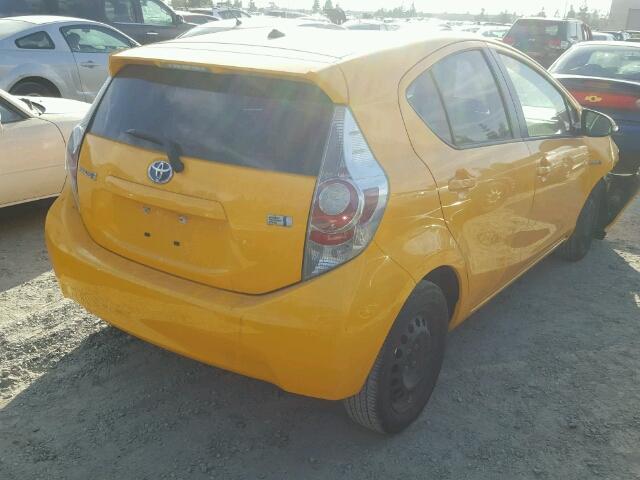 JTDKDTB35E1059441 - 2014 TOYOTA PRIUS C YELLOW photo 4