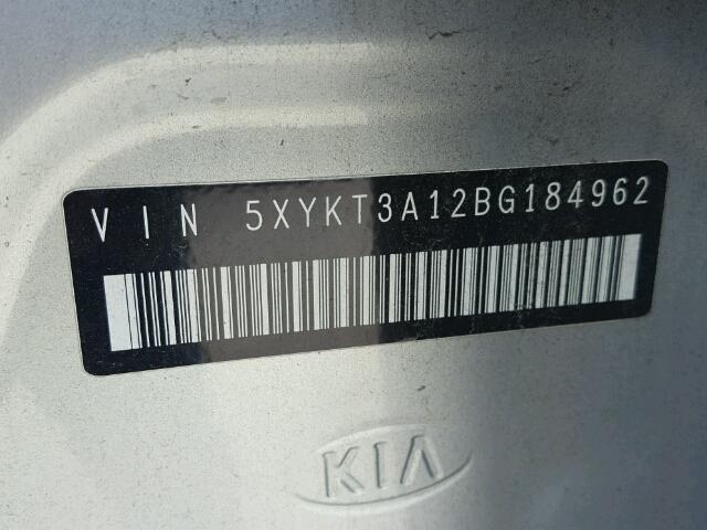 5XYKT3A12BG184962 - 2011 KIA SORENTO BA SILVER photo 10