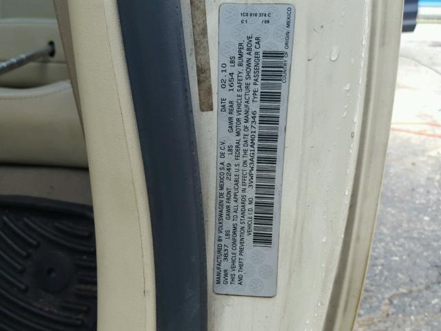 3VWPW3AG1AM017346 - 2010 VOLKSWAGEN NEW BEETLE 奶油色 照片 10