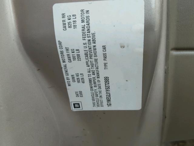 1G1NE52J1Y6272889 - 2000 CHEVROLET MALIBU LS GOLD photo 10