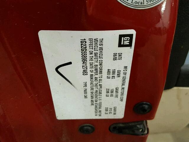 1G2ZG558964127463 - 2006 PONTIAC G6 SE1 RED photo 10