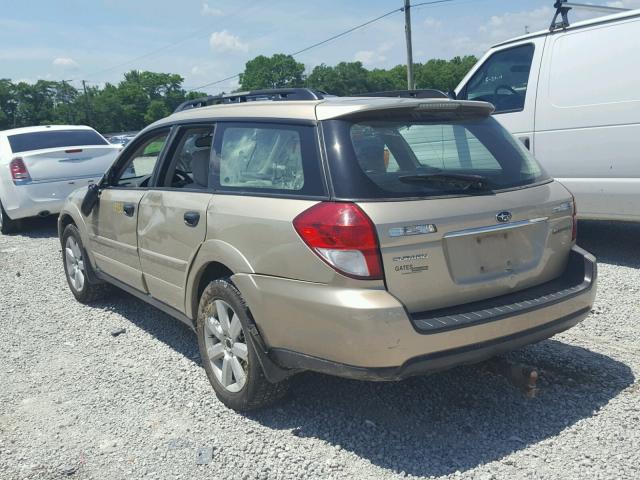 4S4BP60C697329917 - 2009 SUBARU OUTBACK GOLD photo 3