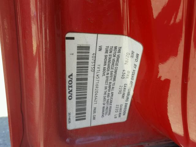 YV1LW5716R2046421 - 1994 VOLVO 850 红色 照片 10