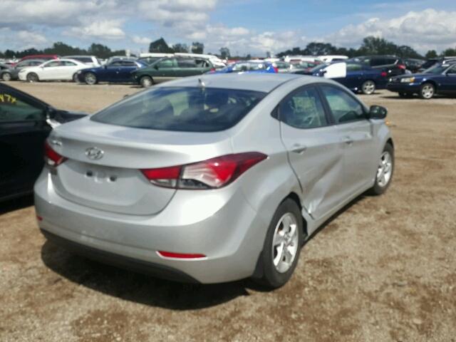 5NPDH4AE7FH603230 - 2015 HYUNDAI ELANTRA SILVER photo 4