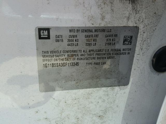 1G11B5SA3GF113345 - 2016 CHEVROLET MALIBU LIM 白色 照片 10